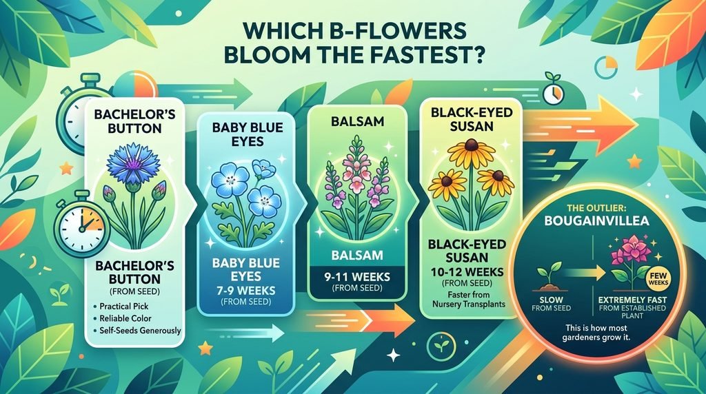 Which B-Flowers Bloom the Fastest