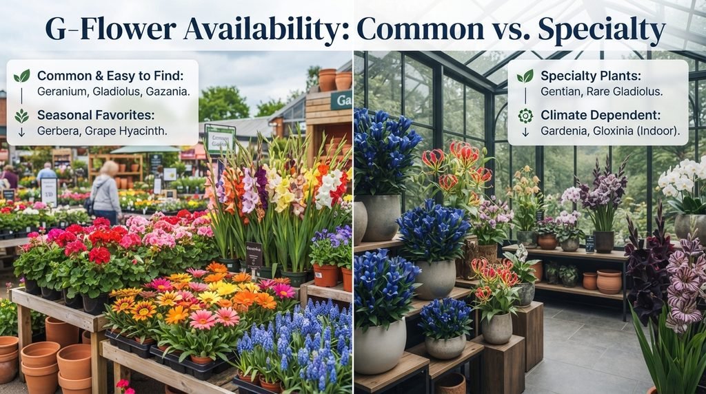 Which G Flowers Are Easy to Find and Which Are Specialty Plants?