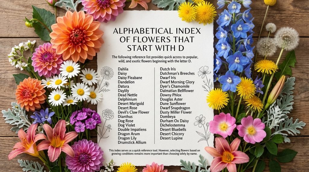 Alphabetical Index of Flowers That Start With D