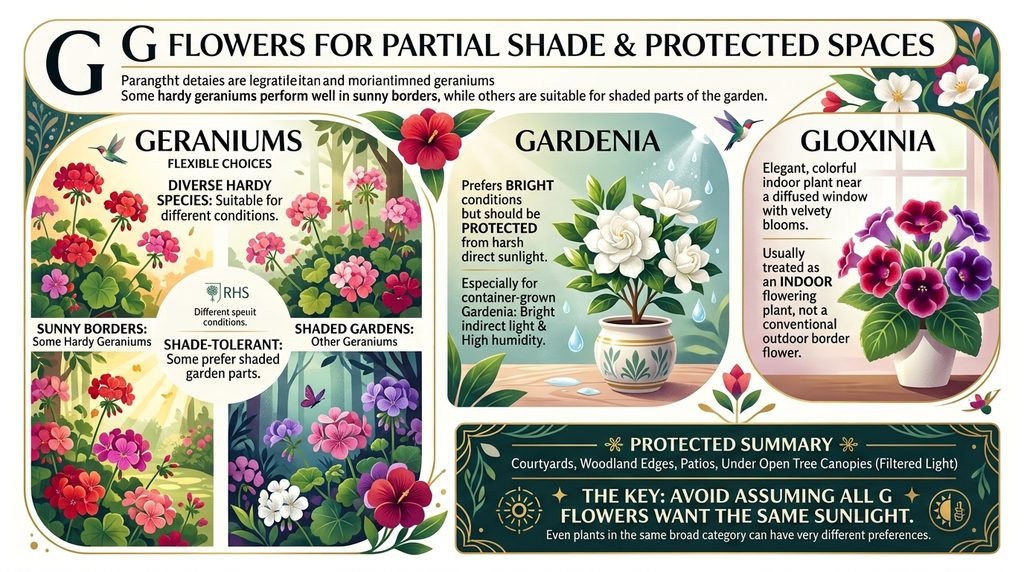 G Flowers for Partial Shade and Protected Spaces
