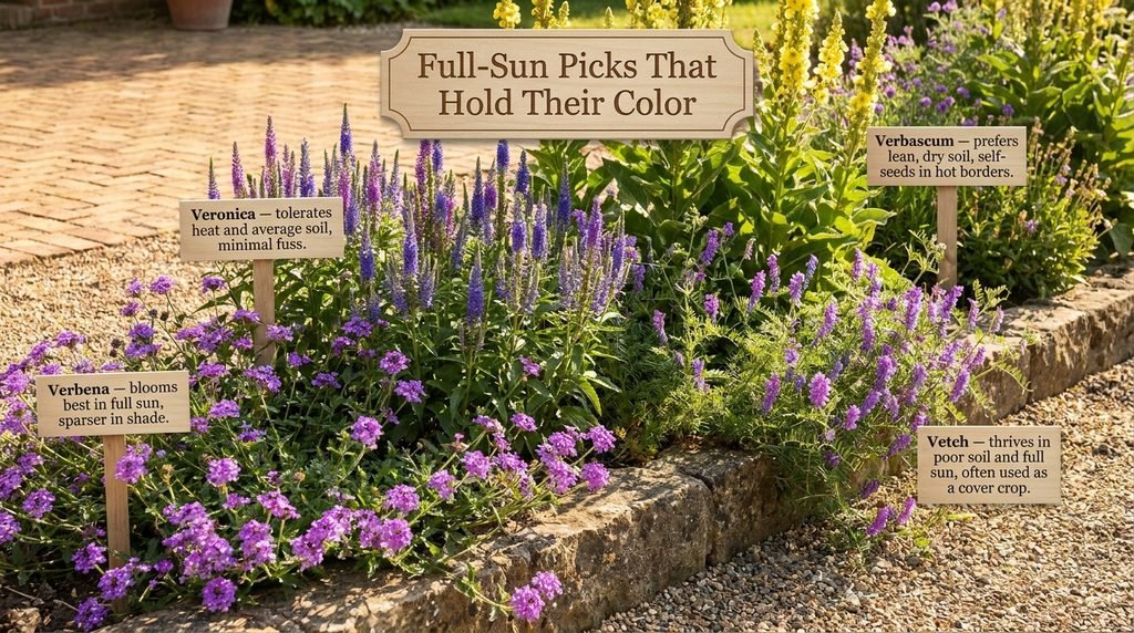 Full-Sun Picks That Hold Their Color